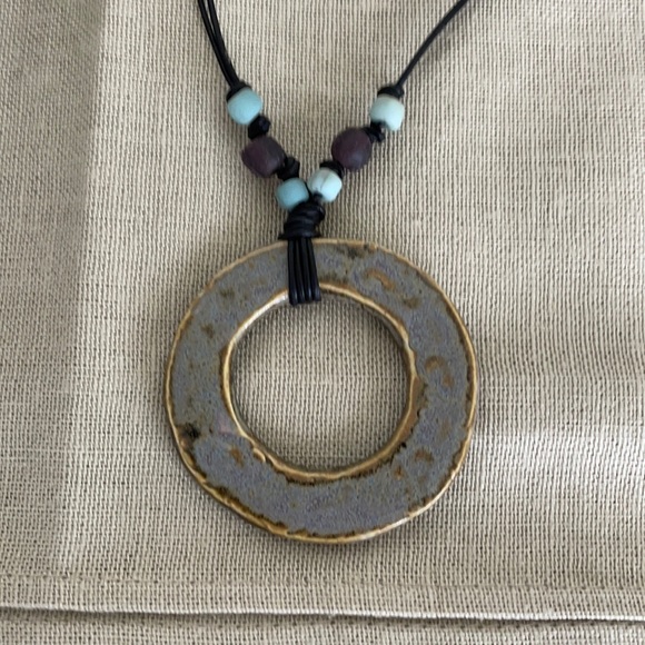 Ceramic necklace with glass beads - Picture 2 of 8